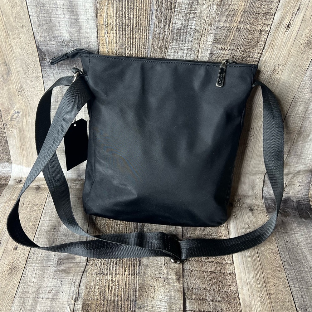 ROOTS 73 Black Adjustable Messenger Crossbody  Nylon Zip Top Pocket Shoulder Bag - Picture 7 of 12